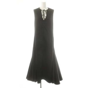 JSWS506306 21SS サテン ロング ワンピース フレア 32 ブラック