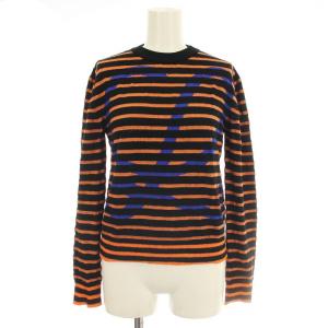 ニット S359Y14KAC ボーダー ウール ロゴ セーター 長袖 S オレンジ 黒 /G