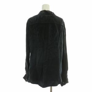 BLACK COMME des GARCONS サテンシャツ カジュアル 長袖 丸襟 ラウンドカラー 無地 M 黒 ブラック /BB