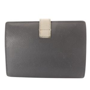 CELINE ミディアム ストラップ ウォレット 財布 二つ折り レザー バイカラー グレー ホワイト /YO9 OH