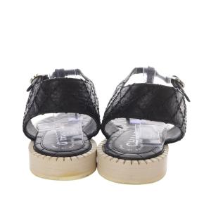 CHANEL マトラッセ トングサンダル ココマーク チェーン 36C ブラック