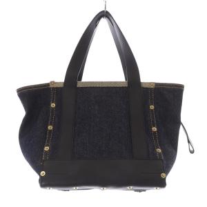 sacai デニム レザートートバッグ ネイビー