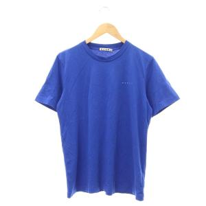 Tシャツ カットソー 半袖 ロゴ刺繍 クルーネック 46 青 ブルー /ES OS SH