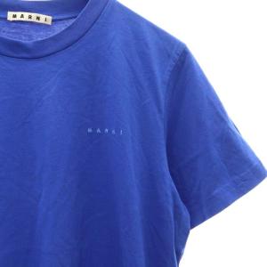 MARNI Tシャツ カットソー 半袖 ロゴ刺繍 クルーネック 46 青 ブルー /ES OS SH