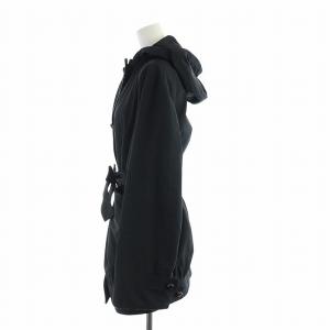 YVES SAINT LAURENT ナイロンジャケット 長袖 ミドル リボン フード付き ベルト付き 40 XL 黒 ブラック GY19 /MQ
