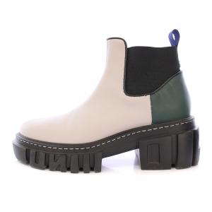 SOLE SHORT BOOTS ソールショートブーツ サイドゴア 厚底 レザー 切替 38 マルチカラー