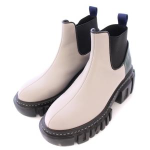 UN3D. SOLE SHORT BOOTS ソールショートブーツ サイドゴア 厚底 レザー 切替 38 マルチカラー