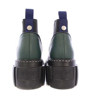 UN3D. SOLE SHORT BOOTS ソールショートブーツ サイドゴア 厚底 レザー 切替 38 マルチカラー