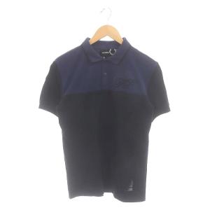 フレッドペリー FRED PERRY コラボ ポロシャツ 半袖 ロゴ刺繍 36 S 紺 黒 ネイビー ブラック