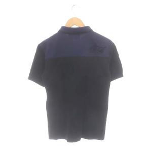 RAF SIMONS フレッドペリー FRED PERRY コラボ ポロシャツ 半袖 ロゴ刺繍 36 S 紺 黒 ネイビー ブラック