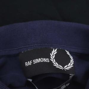 RAF SIMONS フレッドペリー FRED PERRY コラボ ポロシャツ 半袖 ロゴ刺繍 36 S 紺 黒 ネイビー ブラック