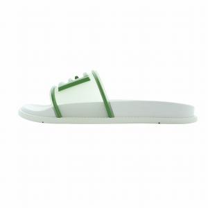 FENDI スライドサンダル フラット ロゴ 6 25cm 白 ホワイト 緑 グリーン 7X1522 GY19 /MQ
