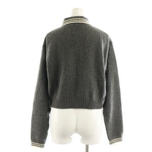 miumiu ウール×カシミヤ ポロセーター メッシュニット 長袖 ロゴ 36 グレー