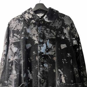 BLACK COMME des GARCONS ペンキラバープリントベロアPコート XS ブラック 1B-C003