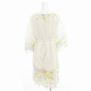 GRACE CONTINENTAL ワンピース ひざ丈 花柄 麻 リネン混 半袖 38 白 ホワイト /UD