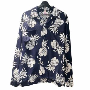 KAHANAMOKU パイナップル  オープンカラーシャツ M ブラック DK26793