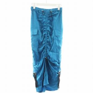24SS シャーリングサテンタイトスカート ロング丈 1 青 ブルー 144244002 /AN14