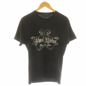 THE GHOST WOLVES Tシャツ カットソー 刺繍 ロゴ 半袖 M 黒 ブラック /XK