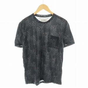 15SS Tシャツ カットソー 半袖 総柄 コットン 44 黒 ブラック S30GC0497 /AN11