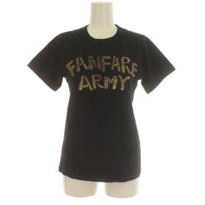 Tシャツ カットソー 半袖 ラメプリント クルーネック 黒 ブラック PN /KW GY99