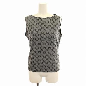 タンクトップ ズッカ柄 ノースリーブ カットソー ストレッチ 42 グレー /G