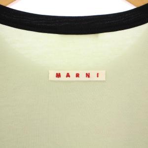 MARNI Tシャツ ロンT 長袖 クルーネック アシンメトリー 切替 ロゴ 46 カーキ 緑 グリーン /BB
