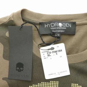 HYDROGEN Tシャツ カットソー 長袖 ロンT スカル ドクロ カモフラ 迷彩 タグ付き S カーキ 茶 ブラウン
