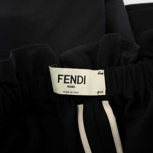 FENDI ショートパンツ イージー ギャザー ウエストゴム フリル ストレッチ ウール シルク混 S 黒 ブラック
