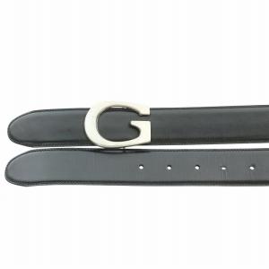 GUCCI ベルト Gロゴ レザー 70-28 シルバーカラー 黒 ブラック 036-519-0956 /MW GY18