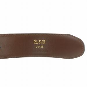 GUCCI ベルト Gロゴ レザー 70-28 シルバーカラー 黒 ブラック 036-519-0956 /MW GY18