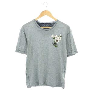フラワー刺繍 ロゴ アウトステッチ Tシャツ カットソー 半袖 44 グレー G8HS4Z /DF OS