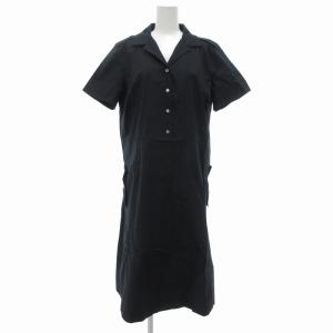美品 シャツワンピース 半袖 ミモレ ロング L ブラック /UO