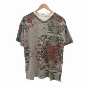 プリントTシャツ レイヤードネック 半袖 170 グレー系 /UO