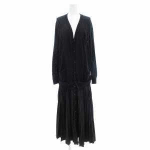 2WAYニットカーディガンワンピース 薄手 長袖 マキシ ロング 36 黒 ブラック TP02-XH212