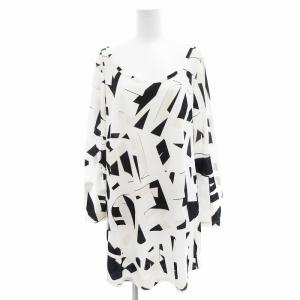 ヨウジヤマモト チュニック カットソー Uネック 総柄 薄手 長袖 S 白 ホワイト 黒 ブラック /AE