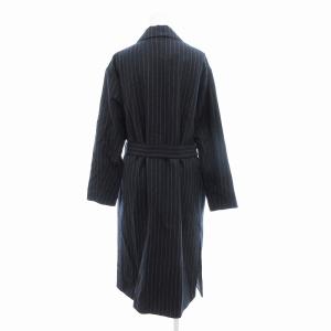 CLANE タグ付き チェスターコート ストライプ ロング丈 38 紺 ネイビー /AE