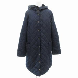 キルティング中綿コート ロング 裏ボア 15AR 紺 ネイビー /GV