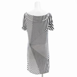 HYSTERIC GLAMOUR ワンピース カットソー 総柄 ボートネック 半袖 ひざ丈 F 白 ホワイト 黒 ブラック /AE