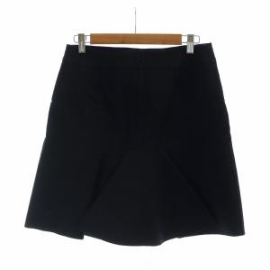 CELINE フィービー期 ミドルスカート フレア ロゴ 総柄 花柄 ジップフライ 38 L 黒 ブラック GY19