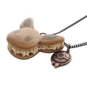 Q-POT Pokemon クリーミーマカロン ネックレス イーブイ ペンダント ブラウン /YO10