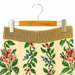 GUCCI 花柄 ニットスカート S ベージュ 493494