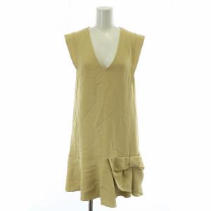 ワンピース ひざ丈 ノースリーブ リボン 40 M ベージュ クリーム /MW GY19