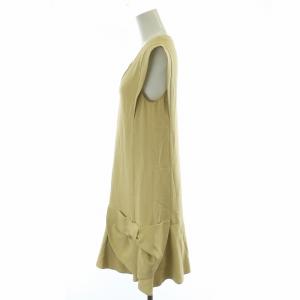 miumiu ワンピース ひざ丈 ノースリーブ リボン 40 M ベージュ クリーム /MW GY19