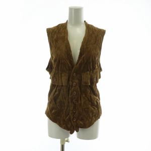Vest ベスト ジレ ベロア プリーツ加工 M 茶色 ブラウン IM41-FE901 /XZ GY18