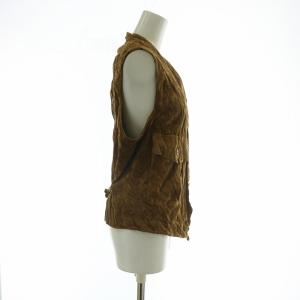 ISSEY MIYAKE Vest ベスト ジレ ベロア プリーツ加工 M 茶色 ブラウン IM41-FE901 /XZ GY18