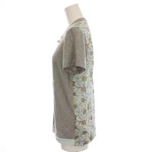 Tao AD2020 リトルチャイナgirl切り替え Tシャツ カットソー 総柄 半袖 S グレー 水色 TG-T018