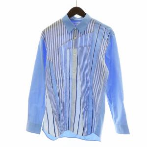 20SS パッチワーク シャツ ストライプ S ブルー S28057