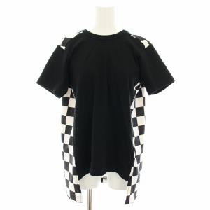 AD2021 Tシャツ カットソー 半袖 ブロックチェック柄 XS 黒 ブラック 白 ホワイト GH-T020