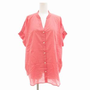 美品 シャツ ブラウス キーネック 半袖 ピンク /AE
