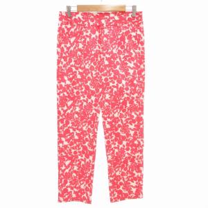 美品 イージーパンツ ストレート ストレッチ 花柄 13 ピンク 白 ホワイト /GV